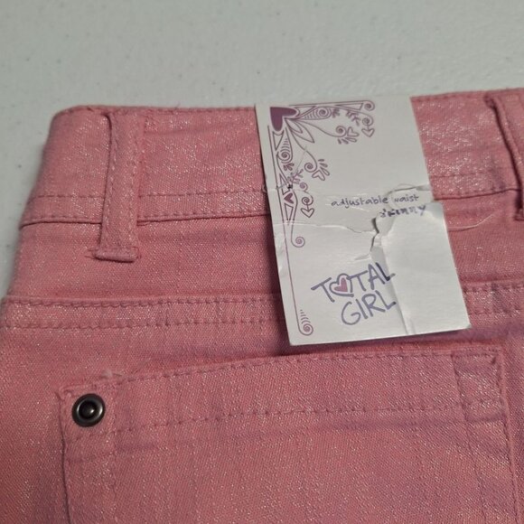 Total Girl Pink Pants Shiny Sparkle Girls 16 Reg Zip Ankle Pockets - Picture 5 of 11